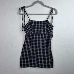 Kendall & Kylie Women's Mini Dress Plaid Black Adjustable Tie Straps Size XS